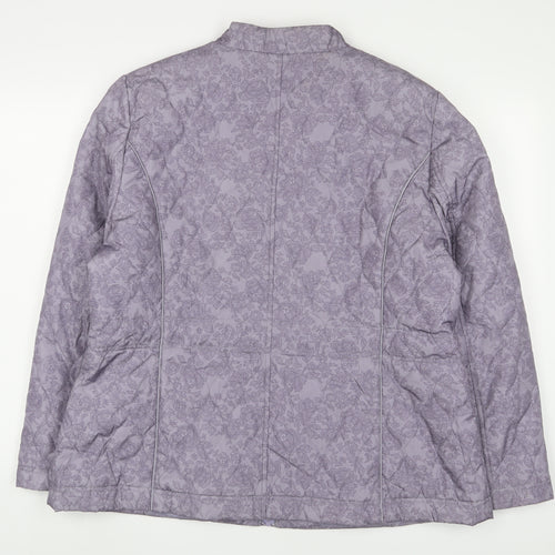 Anna Rose Womens Purple Floral Puffer Jacket Jacket Size 20 Zip