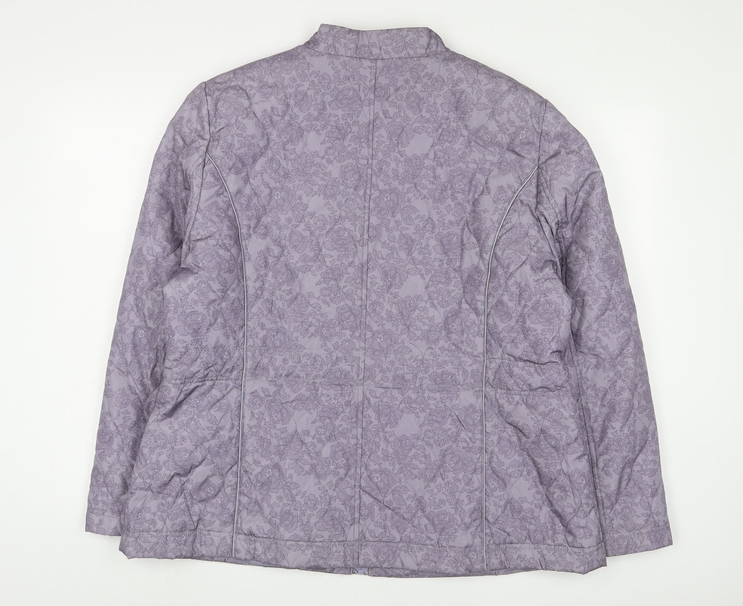 Anna Rose Womens Purple Floral Puffer Jacket Jacket Size 20 Zip