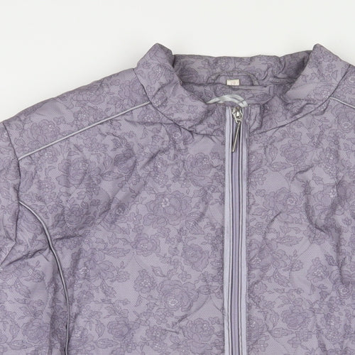 Anna Rose Womens Purple Floral Puffer Jacket Jacket Size 20 Zip