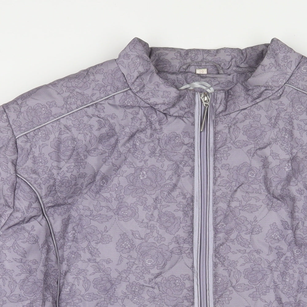Anna Rose Womens Purple Floral Puffer Jacket Jacket Size 20 Zip