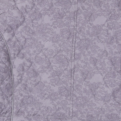 Anna Rose Womens Purple Floral Puffer Jacket Jacket Size 20 Zip