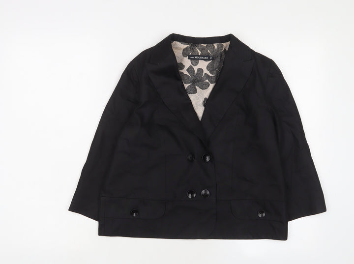 Anna Molinari Womens Black Jacket Blazer Size 14 Button