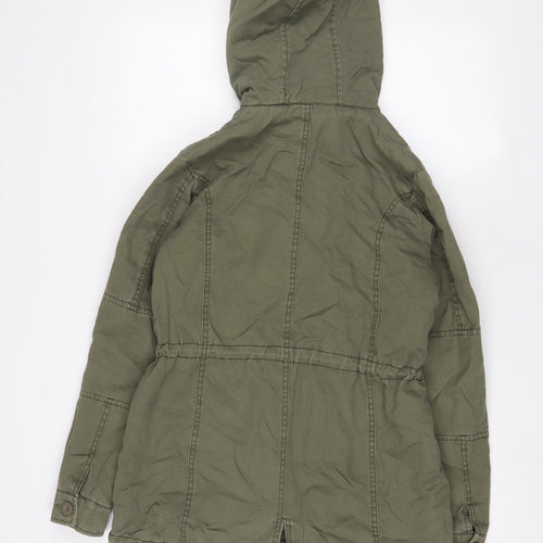 New Look Womens Green Parka Coat Size 8 Zip