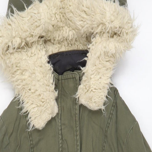 New Look Womens Green Parka Coat Size 8 Zip