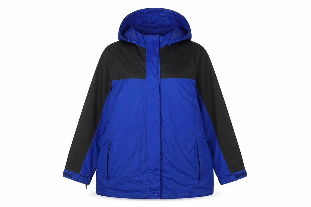 Front view of Snowdonia women’s blue jacket coat, size UK 16, zip
