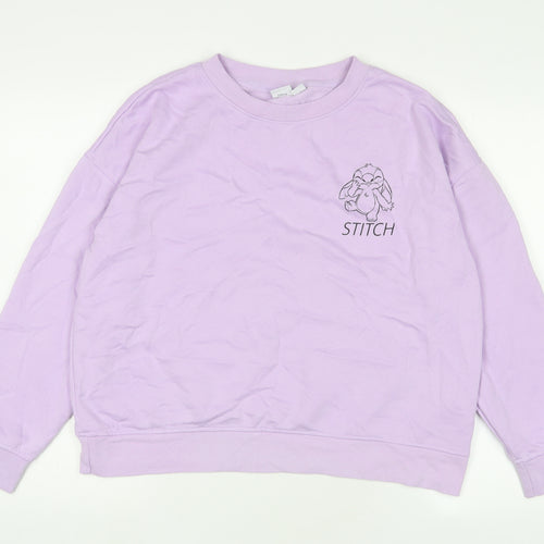 Disney Womens Purple Cotton Pullover Sweatshirt Size M Pullover - Stitch