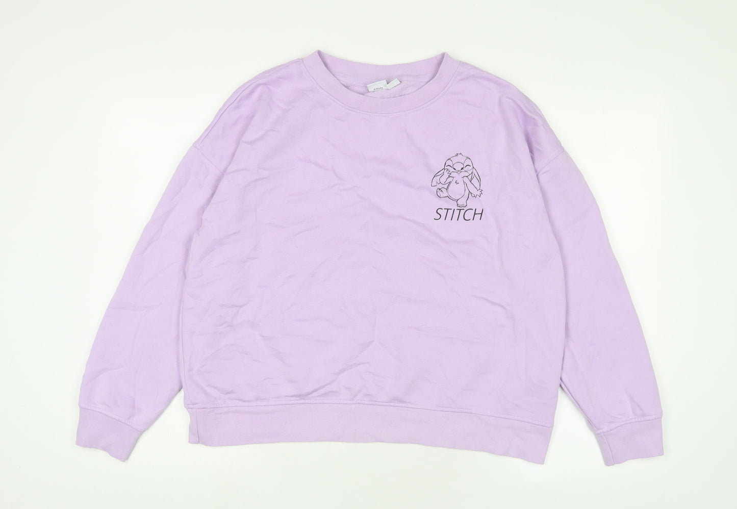 Disney Womens Purple Cotton Pullover Sweatshirt Size M Pullover - Stitch