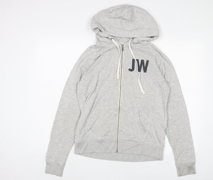 Jack Wills Womens Grey Cotton Full Zip Hoodie Size 14 Zip