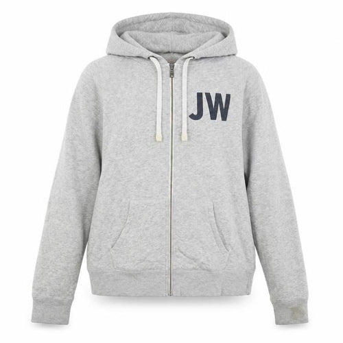 Jack Wills Womens Grey Cotton Full Zip Hoodie Size 14 Zip