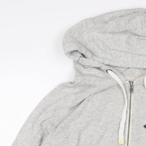 Jack Wills Womens Grey Cotton Full Zip Hoodie Size 14 Zip