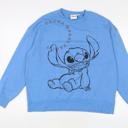 Disney Womens Blue Cotton Pullover Sweatshirt Size M Pullover - Stitch