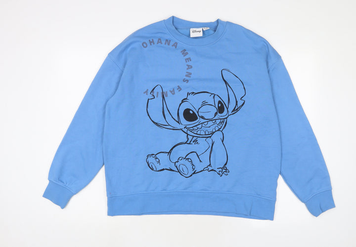 Disney Womens Blue Cotton Pullover Sweatshirt Size M Pullover - Stitch