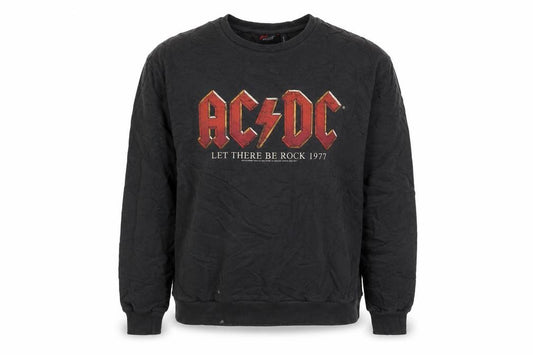 Front view of acdc women’s grey cotton pullover sweatshirt, size UK 10, pullover