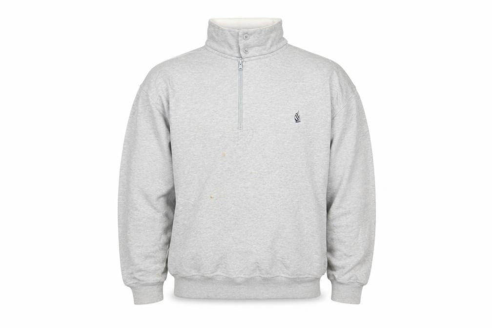 Front view of Nautica men’s grey cotton pullover sweatshirt, size L