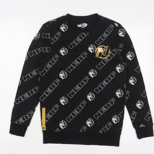 NERF Boys Black Geometric Cotton Pullover Sweatshirt Size 11-12 Years Pullover