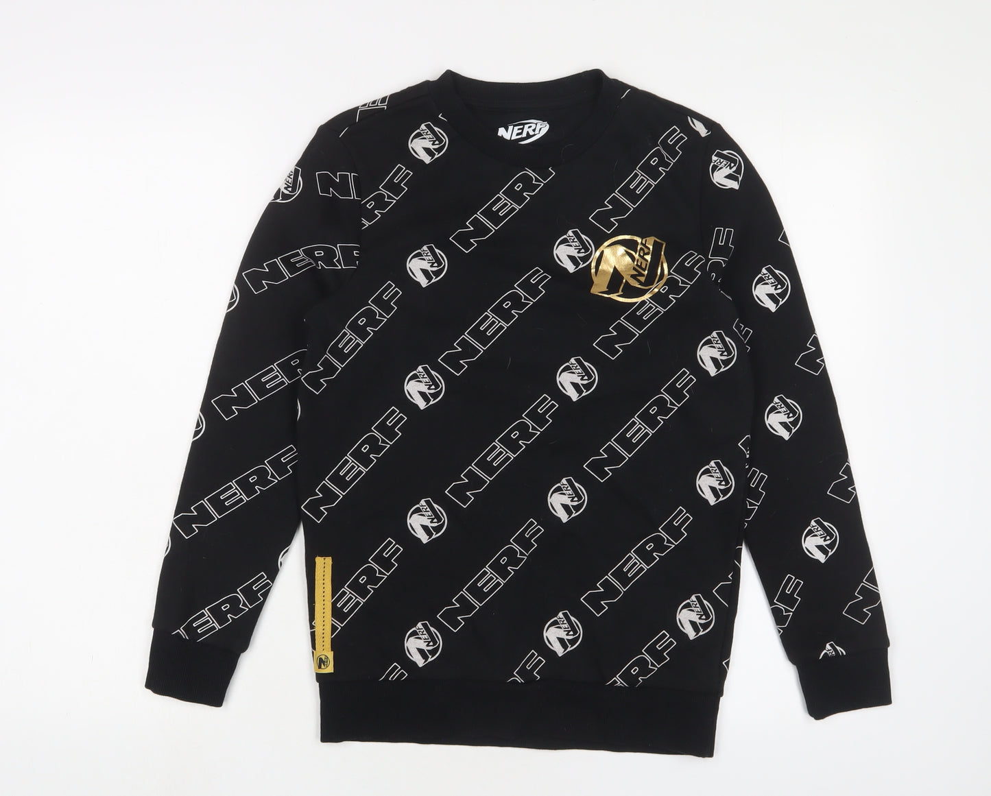 NERF Boys Black Geometric Cotton Pullover Sweatshirt Size 11-12 Years Pullover