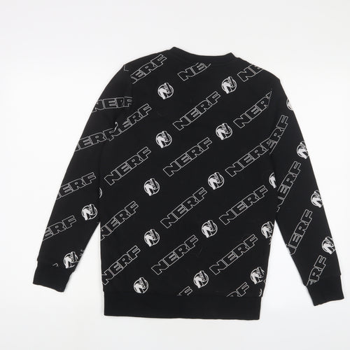 NERF Boys Black Geometric Cotton Pullover Sweatshirt Size 11-12 Years Pullover
