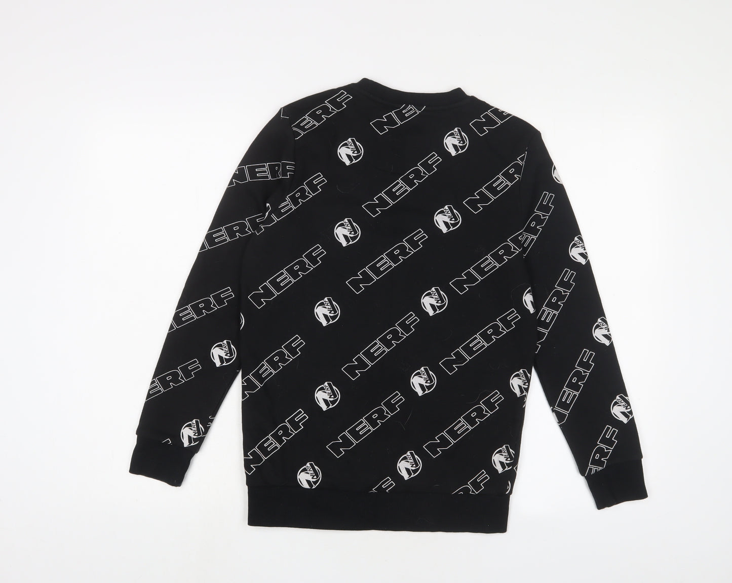 NERF Boys Black Geometric Cotton Pullover Sweatshirt Size 11-12 Years Pullover