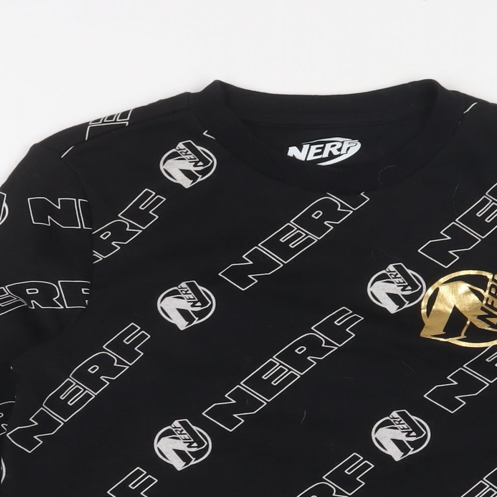 NERF Boys Black Geometric Cotton Pullover Sweatshirt Size 11-12 Years Pullover