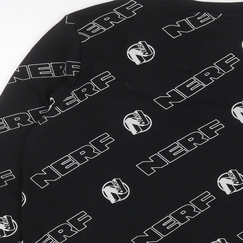 NERF Boys Black Geometric Cotton Pullover Sweatshirt Size 11-12 Years Pullover