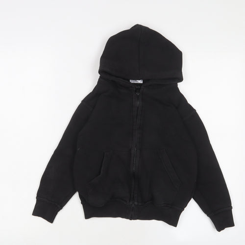 Sportex Boys Black Cotton Full Zip Hoodie Size 5-6 Years Zip