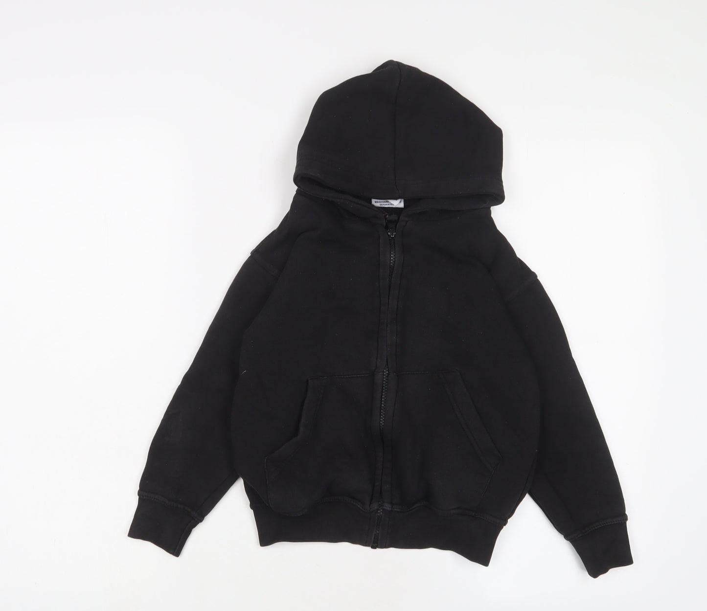 Sportex Boys Black Cotton Full Zip Hoodie Size 5-6 Years Zip