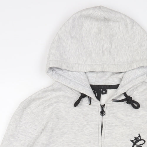 Gym King Mens Grey Cotton Full Zip Hoodie Size M - Logo, Embroidered