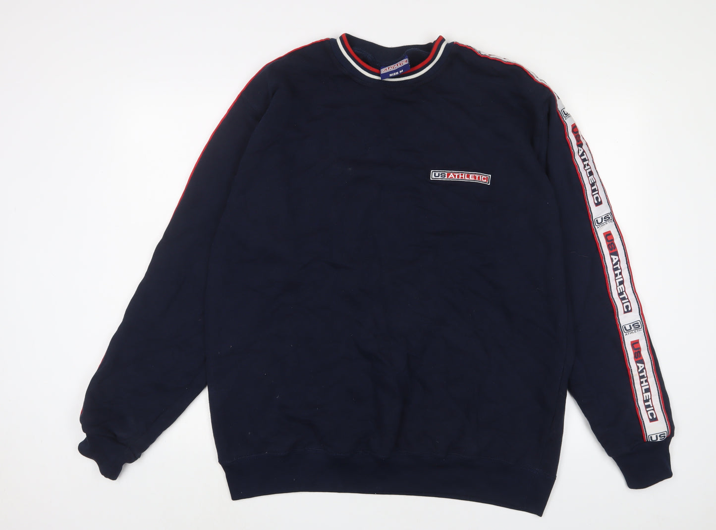 US Athletic Mens Blue Cotton Pullover Sweatshirt Size M - Logo, Embroidered