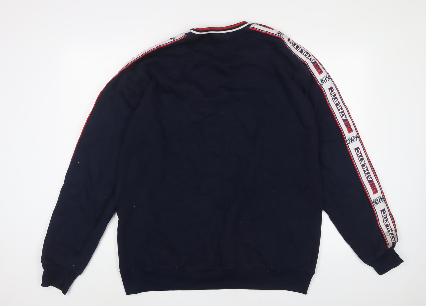 US Athletic Mens Blue Cotton Pullover Sweatshirt Size M - Logo, Embroidered