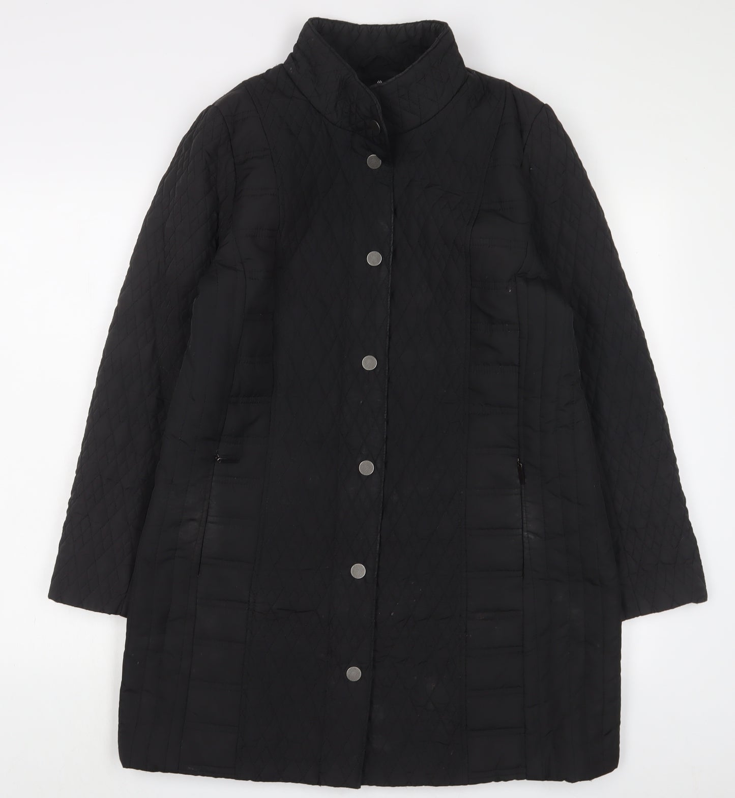 TIGI Womens Black Quilted Jacket Size 14 Zip