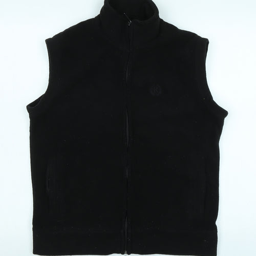 Royal Tag Womens Black Gilet Waistcoat Size M Zip - Logo