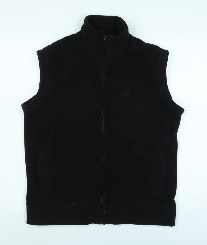 Royal Tag Womens Black Gilet Waistcoat Size M Zip - Logo