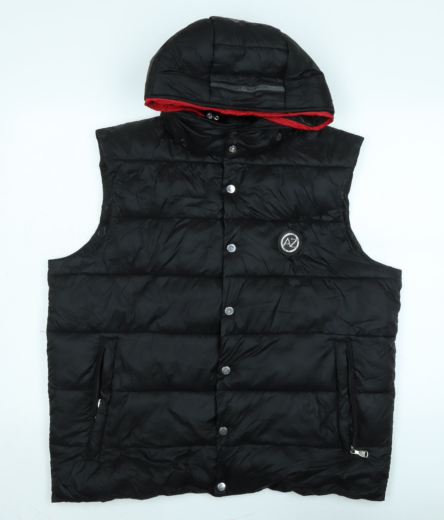 Alessandro zavetti Mens Black Gilet Waistcoat Size XL Zip - Logo