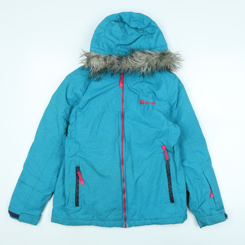 The Edge Girls Blue Quilted Coat Size 11 Years Zip - Logo