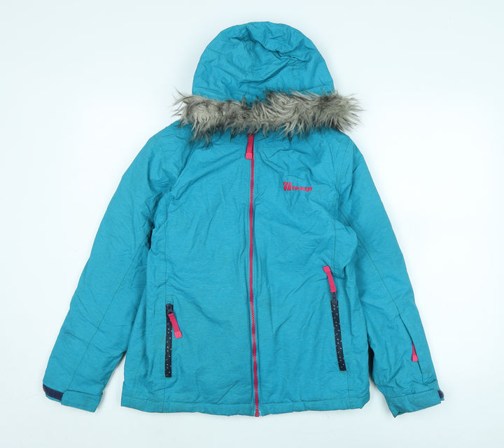 The Edge Girls Blue Quilted Coat Size 11 Years Zip - Logo