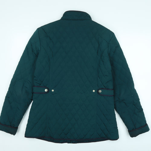 Laura Ashley Womens Green Quilted Jacket Size 14 Zip - Logo