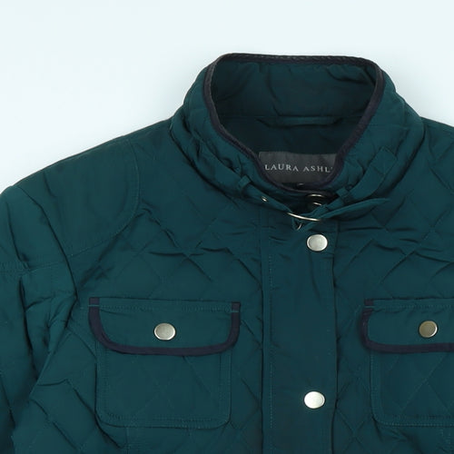 Laura Ashley Womens Green Quilted Jacket Size 14 Zip - Logo
