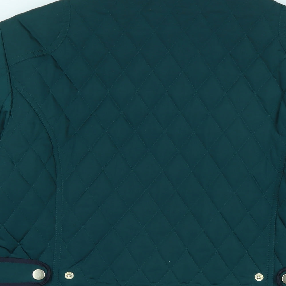 Laura Ashley Womens Green Quilted Jacket Size 14 Zip - Logo
