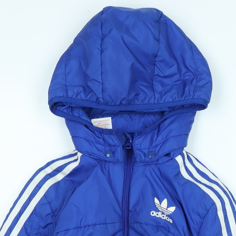 adidas Boys Blue Anorak Jacket Size 10-11 Years Zip - Logo