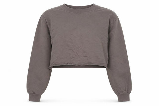 Front view of Hllit women’s brown cotton pullover sweatshirt one size - logo