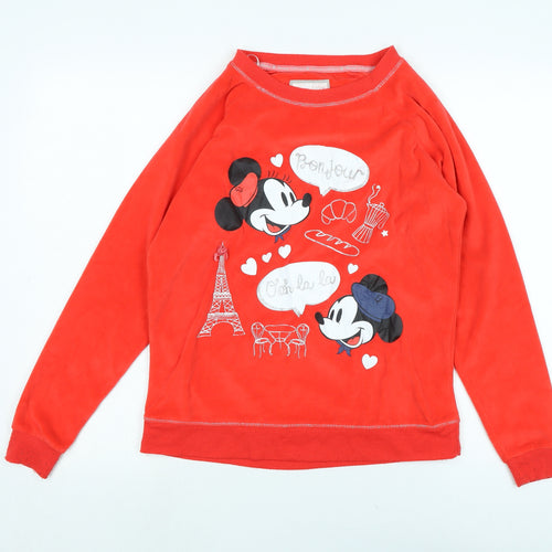 Disney Womens Red Crew Neck Polyester Pullover Jumper Size 8 - Bonjour Oooh La La