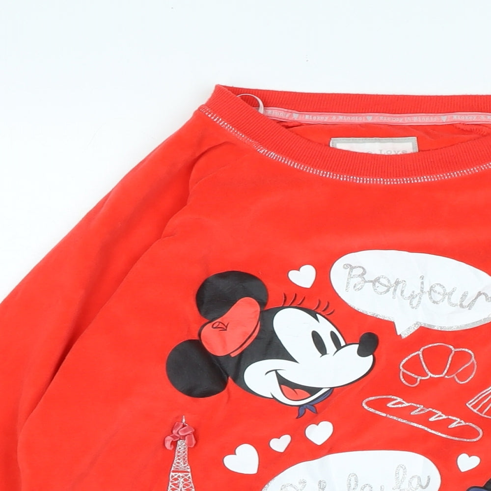 Disney Womens Red Crew Neck Polyester Pullover Jumper Size 8 - Bonjour Oooh La La