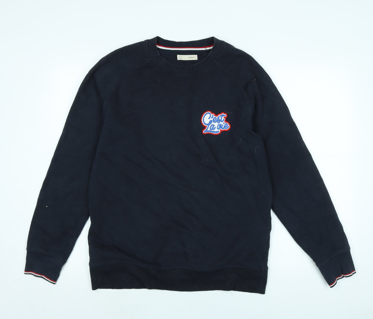 celio* Womens Blue Cotton Pullover Sweatshirt Size M - C'est La vie