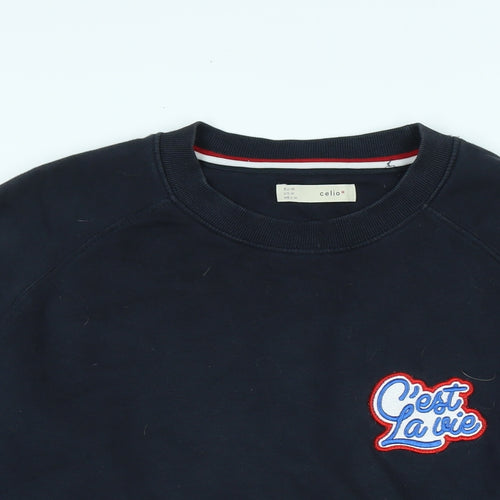 celio* Womens Blue Cotton Pullover Sweatshirt Size M - C'est La vie