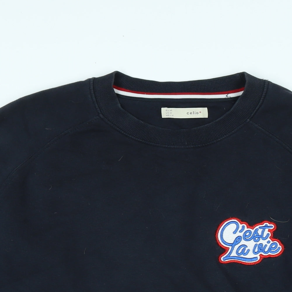 celio* Womens Blue Cotton Pullover Sweatshirt Size M - C'est La vie