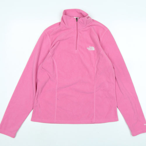 The North Face Womens Pink Mock Neck Polyester Pullover Jumper Size M - The North face