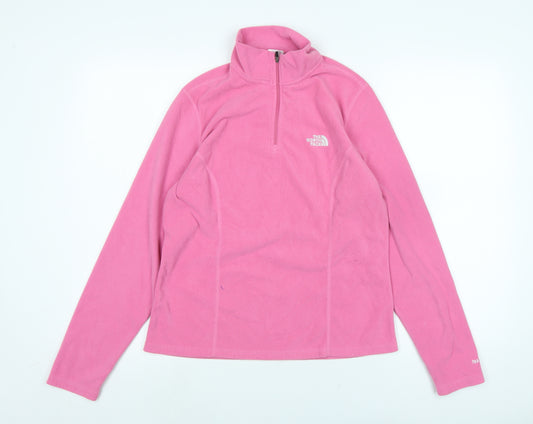 The North Face Womens Pink Mock Neck Polyester Pullover Jumper Size M - The North face