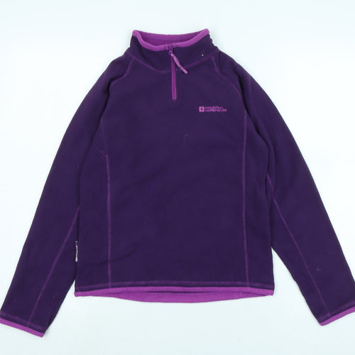 Mountain Warehouse Girls Purple Mock Neck Polyester Pullover Jumper Size 11-12 Years Zip - Logo