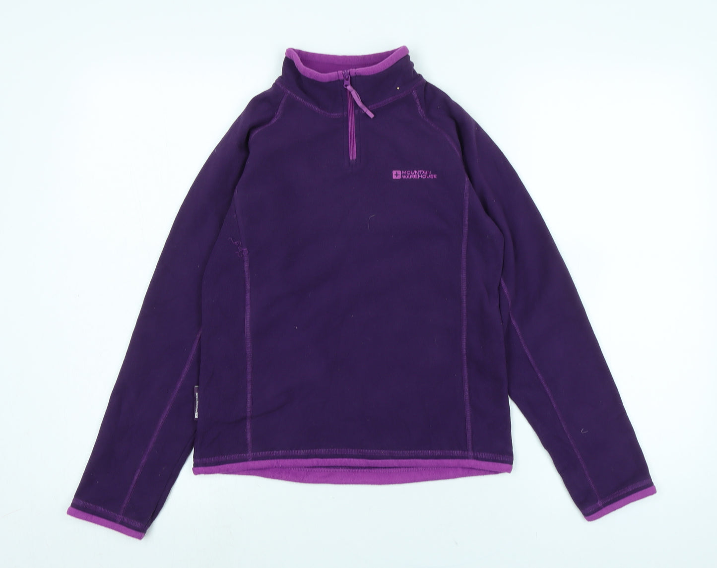 Mountain Warehouse Girls Purple Mock Neck Polyester Pullover Jumper Size 11-12 Years Zip - Logo