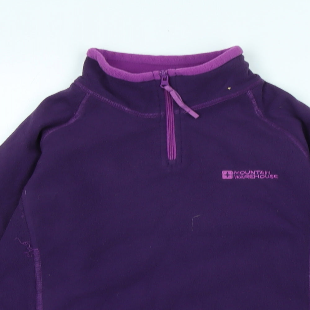 Mountain Warehouse Girls Purple Mock Neck Polyester Pullover Jumper Size 11-12 Years Zip - Logo